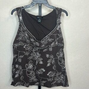 313 - BCBG MaxAzria NWOT Brown/White Sleeveless Top, Size XL